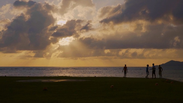 Video Reference: sky, cloud, sea, horizon, body of water, ocean, beach, sunset, shore, evening, Person