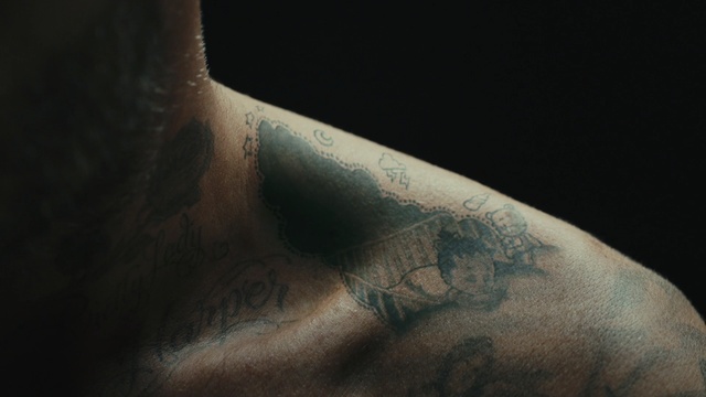 Video Reference: close up, photography, darkness, arm, facial hair, hand, macro photography, neck, flesh, chest