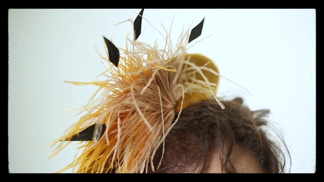 Video Reference: Hair, Feather, Hairstyle, Yellow, Hair accessory, Fashion accessory, Feathered hair, Long hair, Hair coloring, Brown hair