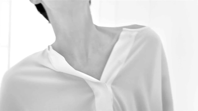 Video Reference: White, Shoulder, Neck, Clothing, Joint, Silk, Dress, Blouse, Formal wear, Textile