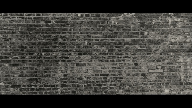 Video Reference: wall, brick, black and white, text, brickwork, stone wall, monochrome photography, monochrome, material, history