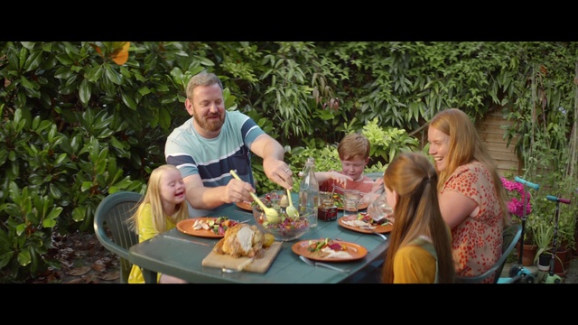 Video Reference: Meal, People, Eating, Lunch, Brunch, Table, Sitting, Fun, Event, Picnic