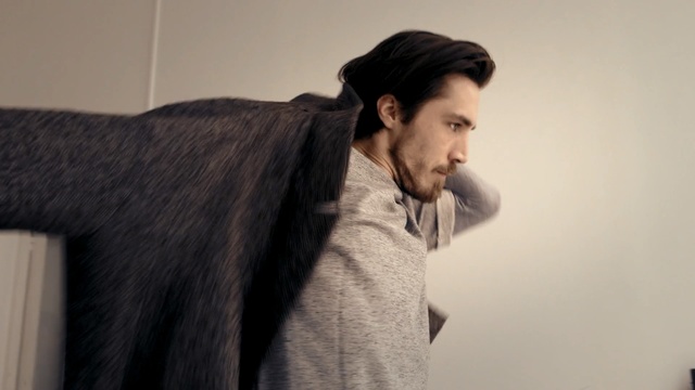Video Reference: shoulder, facial hair, outerwear, textile, neck, fur, sleeve