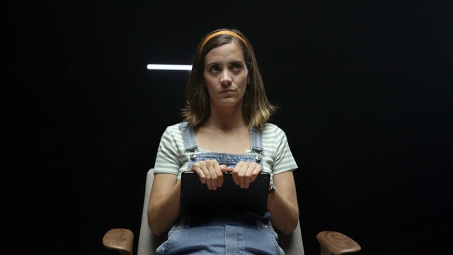 Video Reference: Sitting, Arm, Human body, Hand, Performance, Portrait, Photography, Performing arts, Long hair, Acting, Person