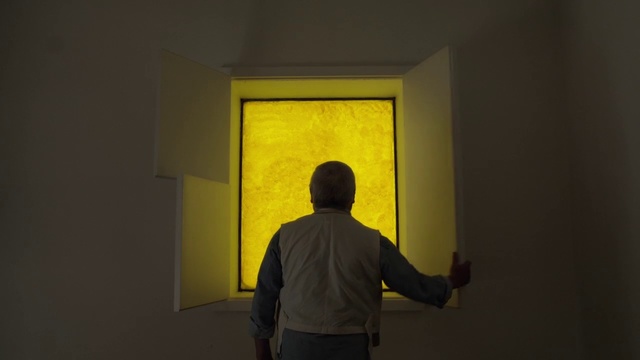 Video Reference: Yellow, Light, Wall, Standing, Room, Sky, Art, Visual arts, Photography, Modern art