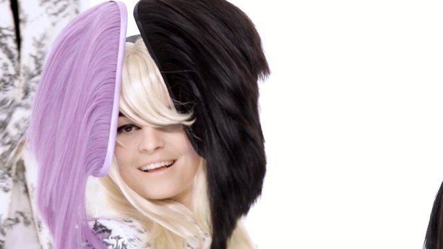 Video Reference: hair, human hair color, hairstyle, purple, hair coloring, long hair, black hair, wig, brown hair, girl, Person