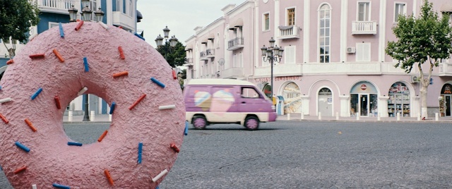 Video Reference: Motor vehicle, Mode of transport, Vehicle, Car, Transport, Pink, Town, City car, Van, Street