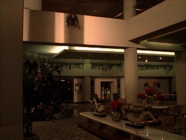 Video Reference: Building, Interior design, Lobby, Architecture, Room, Ceiling, Night, House