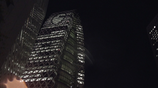 Video Reference: skyscraper, night, metropolis, darkness, architecture, light, building, lighting, black and white, reflection