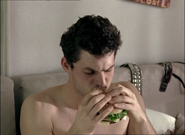 Video Reference: Nose, Male, Eating, Forehead, Mouth, Barechested, Muscle, Neck, Jaw, Black hair