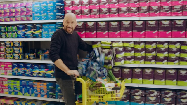 Video Reference: supermarket, grocery store, product, product, retail, shopkeeper, grocer, inventory, convenience store, fun, Person