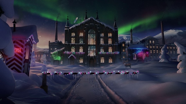 Video Reference: Aurora, Sky, Winter, Pc game, Night, House, Screenshot, Tree, Architecture, Geological phenomenon