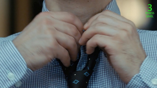 Video Reference: Finger, Tie, Hand, Neck, Skin, Nail, Close-up, Gesture, Fashion accessory, Wrist, Person