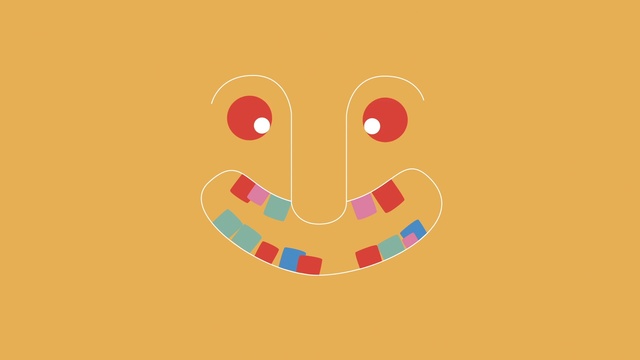 Video Reference: Facial expression, Cartoon, Nose, Orange, Illustration, Yellow, Logo, Smile, Font, Graphic design