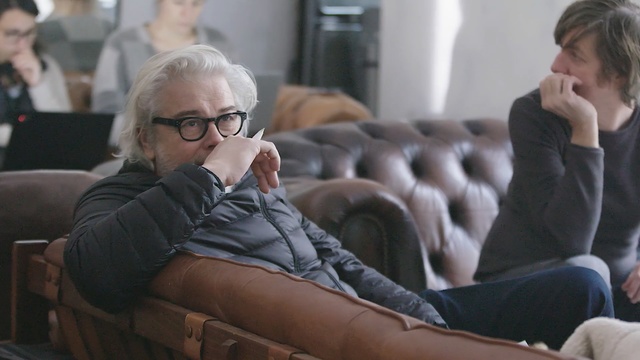 Video Reference: Sitting, Comfort, Glasses, Conversation, Couch, Furniture, Person