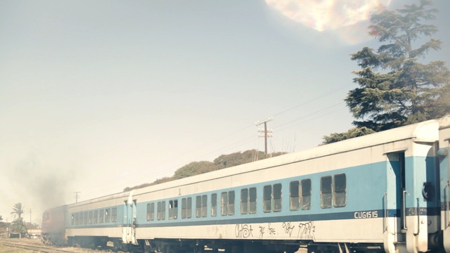 Video Reference: transport, train, sky, public transport, rolling stock, track, vehicle, railroad car, passenger car, rail transport