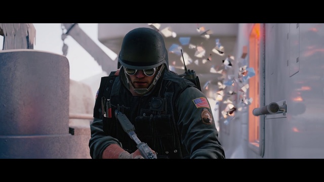 Video Reference: Helmet, Personal protective equipment, Swat, Action film, Screenshot, Fictional character, Games, Law enforcement, Police, Person, Man, Wearing, Uniform, Front, Table, Monitor, Holding, Standing, Screen, Riding, Board, White, Cutting, Snow, Woman, Red, Doing, Street, Goggles, Text, Clothing, Human face