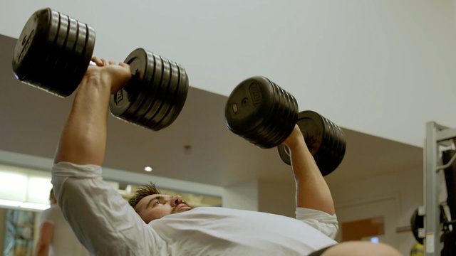 Video Reference: shoulder, joint, exercise equipment, arm, weight training, muscle, fitness professional, weights, physical fitness, abdomen, Person