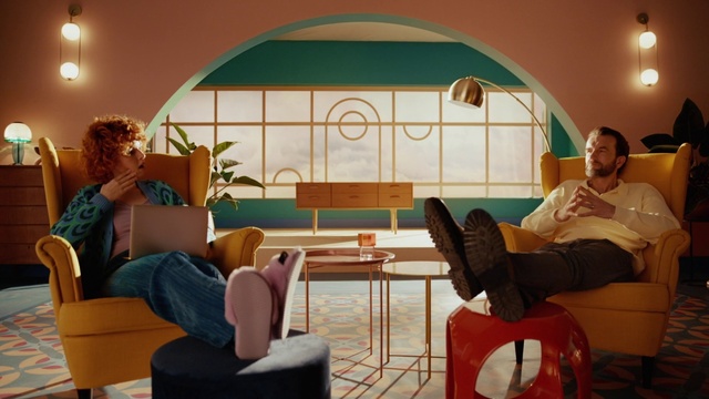 Video Reference: Furniture, Comfort, Leg, Plant, Table, Living room, Interior design, Window, Interaction, Leisure