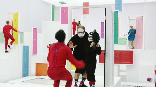 Video Reference: room, exhibition, art, design, interior design, product, art exhibition, Person