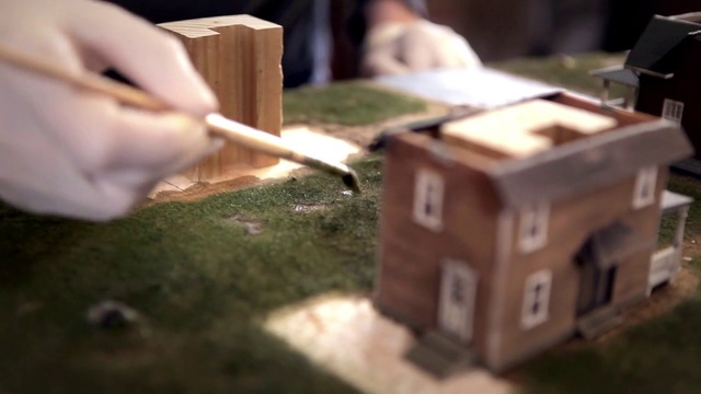 Video Reference: Scale model, Property, Hand, Wood, House