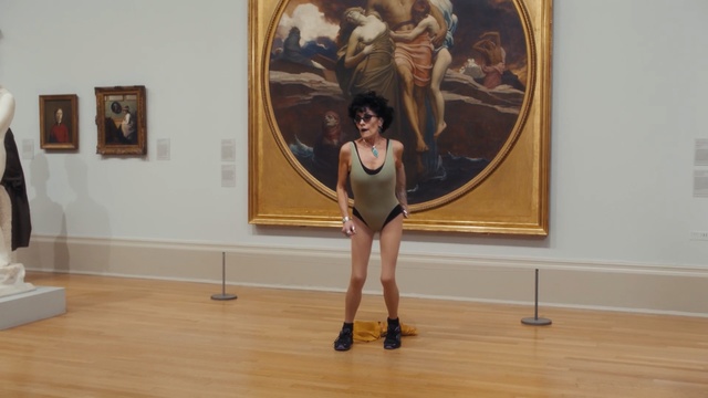 Video Reference: exhibition, art gallery, art, tourist attraction, art exhibition, museum, modern art, girl, choreography, Person