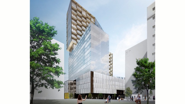Video Reference: building, architecture, mixed use, condominium, corporate headquarters, commercial building, tower block, facade, skyscraper, headquarters