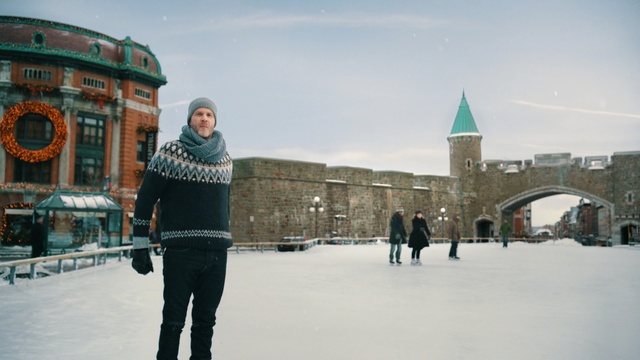 Video Reference: snow, winter, urban area, freezing, town, ice, city, building, downtown, tourism, Person