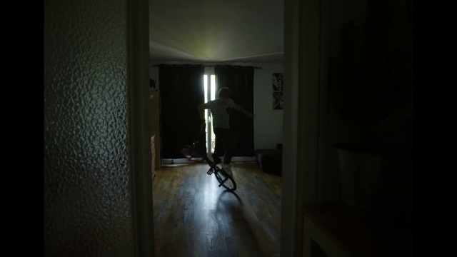 Video Reference: Darkness, Black, Room, Floor, Light, Property, Light fixture, Lighting, House, Wall