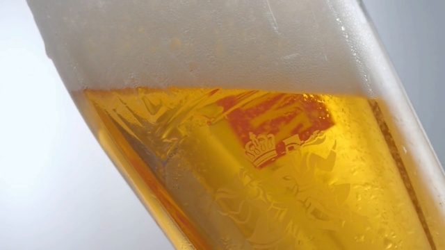 Video Reference: Yellow, Drink, Beer, Lager, Caramel color, Pint glass, Glass bottle