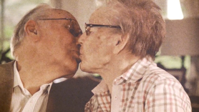 Video Reference: nose, head, senior citizen, forehead, human behavior, interaction, human, kiss, ear, Person