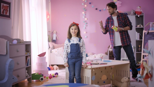 Video Reference: room, product, toddler, furniture, child, play, toy, interior design, house, girl, Person