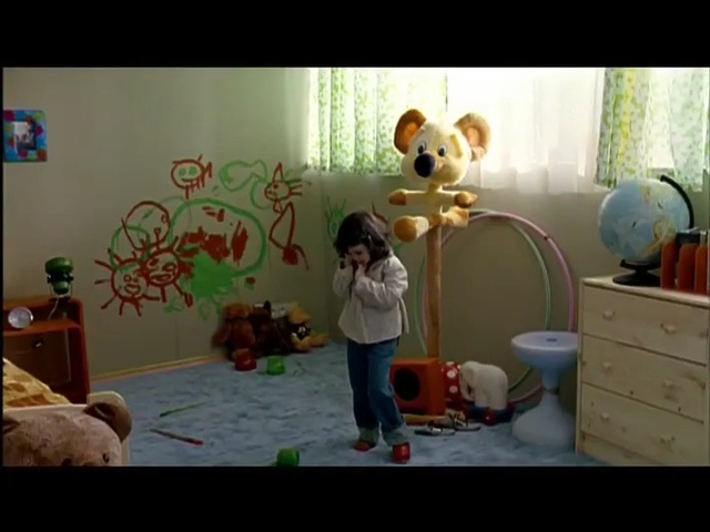 Video Reference: green, room, toy, mammal, play, day, mode of transport, nursery, home, product, Person