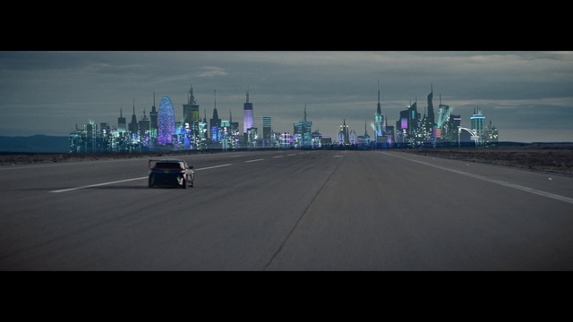 Video Reference: Sky, Building, Cloud, Vehicle, Road surface, Asphalt, Skyscraper, Cityscape, Tower block, Dusk