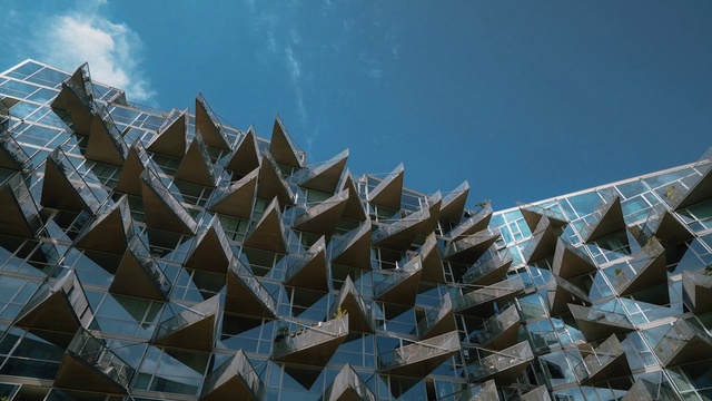 Video Reference: Blue, Architecture, Sky, Landmark, Design, Cloud, Line, Roof, Pattern, Facade