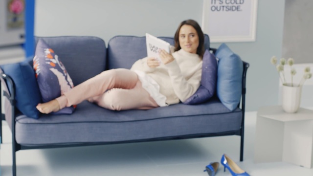 Video Reference: Leg, Furniture, Comfort, Couch, Sitting, Room, Sole, Bed, Person