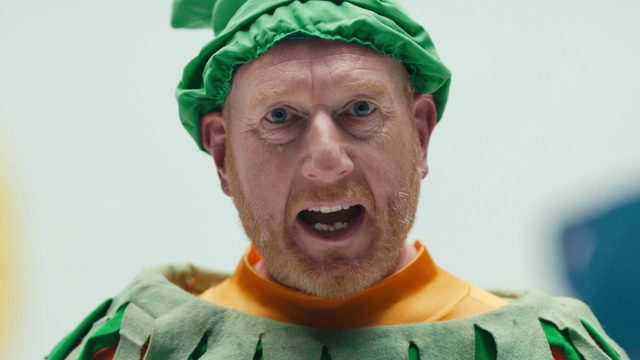 Video Reference: Forehead, Mouth, Headgear, Wrinkle, Facial hair, Fictional character, Smile, Beard, Costume