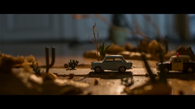 Video Reference: vehicle, screenshot, car, landscape, scale model, darkness