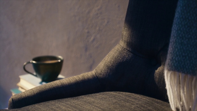 Video Reference: Blue, Human leg, Leg, Shadow, Hand, Room, Ankle, Photography, Foot