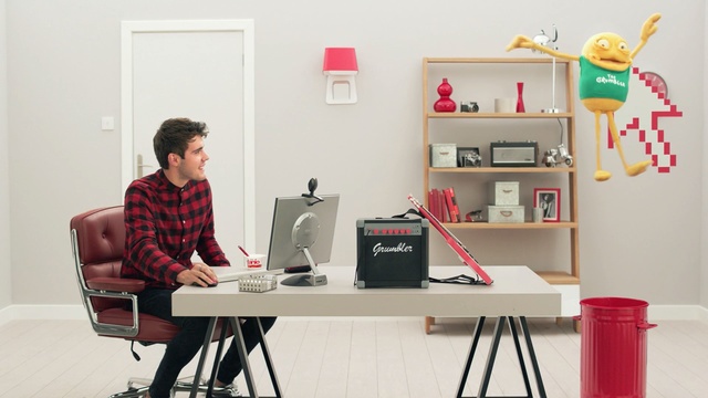 Video Reference: furniture, table, desk, room, shelving, office, home, interior design, design, shelf, Person