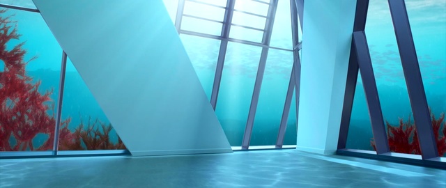 Video Reference: blue, architecture, water, sky, glass, interior design, daylighting, tree, window, Person