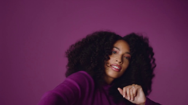 Video Reference: Hair, Face, Purple, Red, Hairstyle, Beauty, Pink, Head, Violet, Cheek