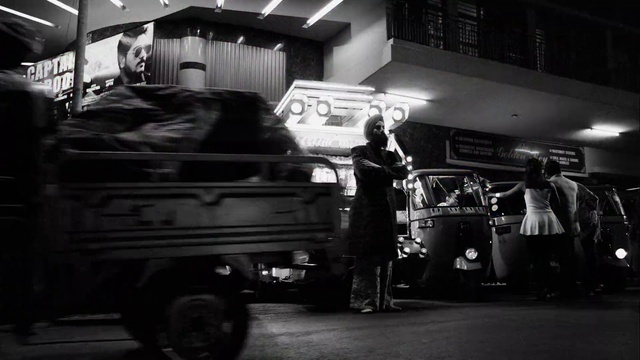 Video Reference: Black, Monochrome, Snapshot, Vehicle, Car, Mode of transport, Black-and-white, Street, Photography, Night