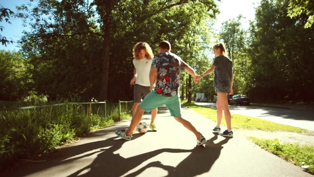 Video Reference: People in nature, Photograph, Skateboard, Fun, Leisure, Recreation, Longboard, Sunlight, Tree, Footwear