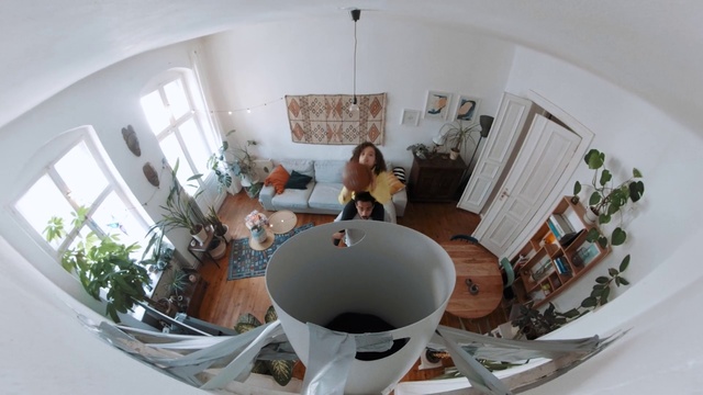 Video Reference: Photography, Room, Interior design, Fisheye lens, Architecture, Ceiling, Circle, House, Building