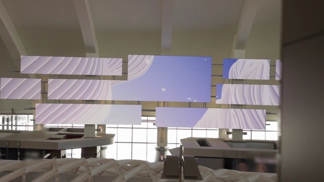 Video Reference: ceiling, architecture, interior design, daylighting, shade, window covering, window, window treatment, Person