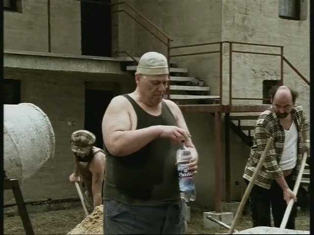 Video Reference: man, men, work, building, builder, house, water, Person