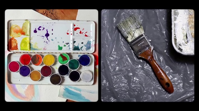 Video Reference: Watercolor paint, Painting, Palette, Visual arts, Paint, Art, Colorfulness, Acrylic paint, Still life, Artwork
