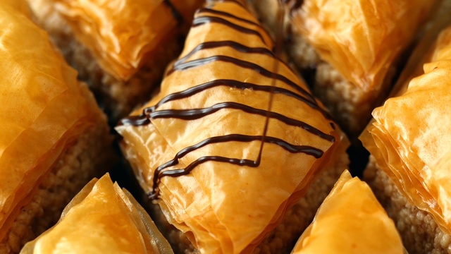 Video Reference: Food, Baklava, Dish, Cuisine, Pastizz, Dessert, Baked goods, Ingredient, Pastry, Pastel