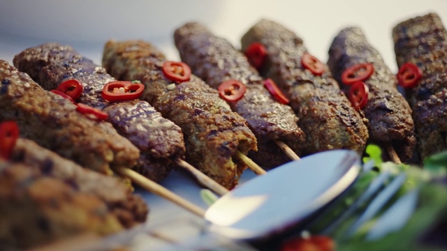 Video Reference: Food, Skewer, Dish, Cuisine, Souvlaki, Kebab, Brochette, Arrosticini, Suya, Shashlik